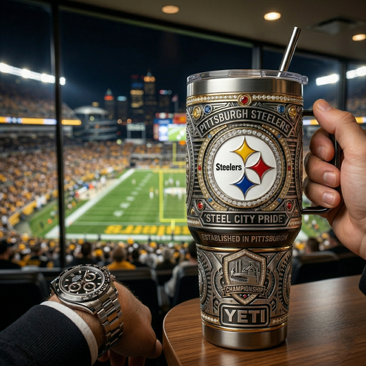 Steelers 40 oz Tumbler with Handle and Lid