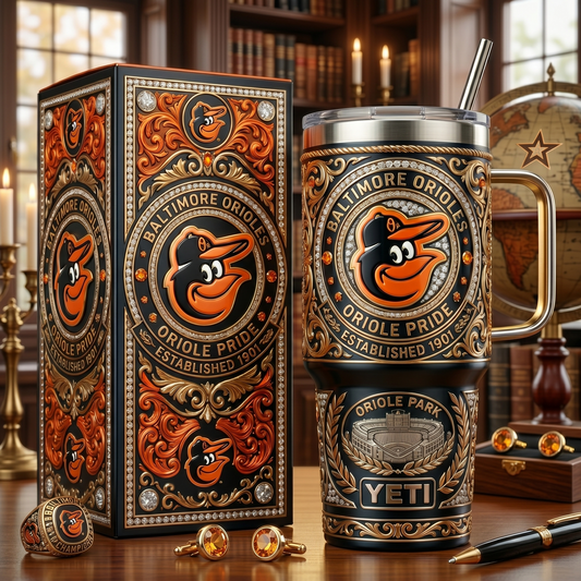 Baltimore Orioles 40 oz Tumbler with Handle and Lid