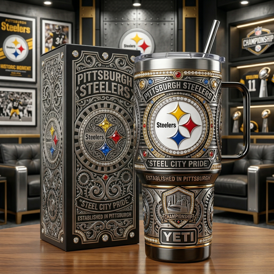 Steelers 40 oz Tumbler with Handle and Lid