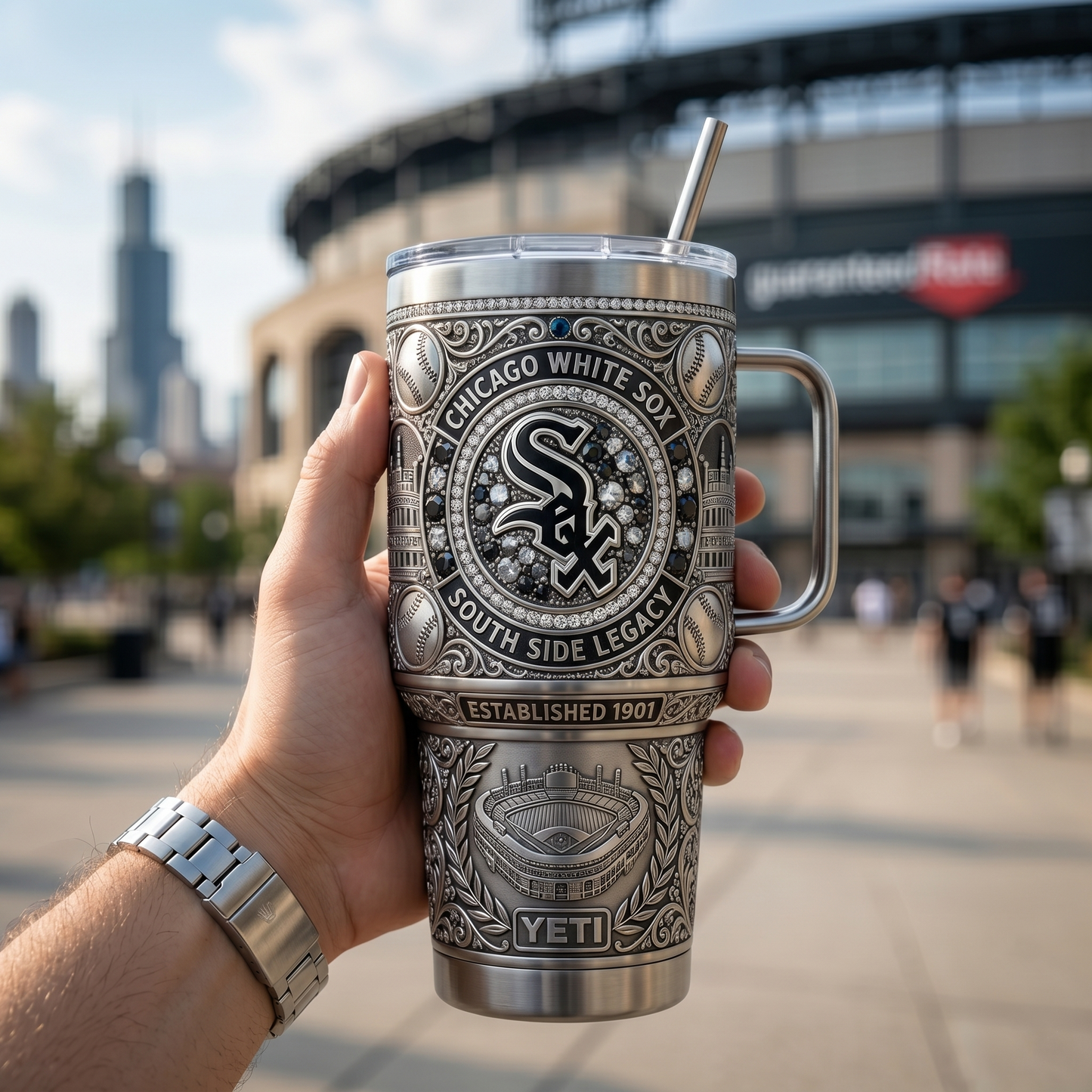 Chicago White Sox 40 oz Tumbler with Handle and Lid