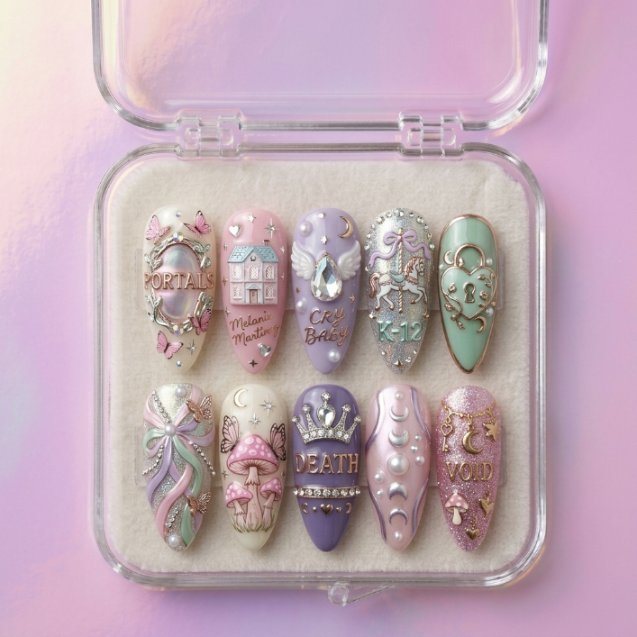 Melanie Martinez Handmade Press On Nails | Reusable 3D Nail Set