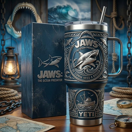Jaws 40 oz Tumbler with Handle and Lid