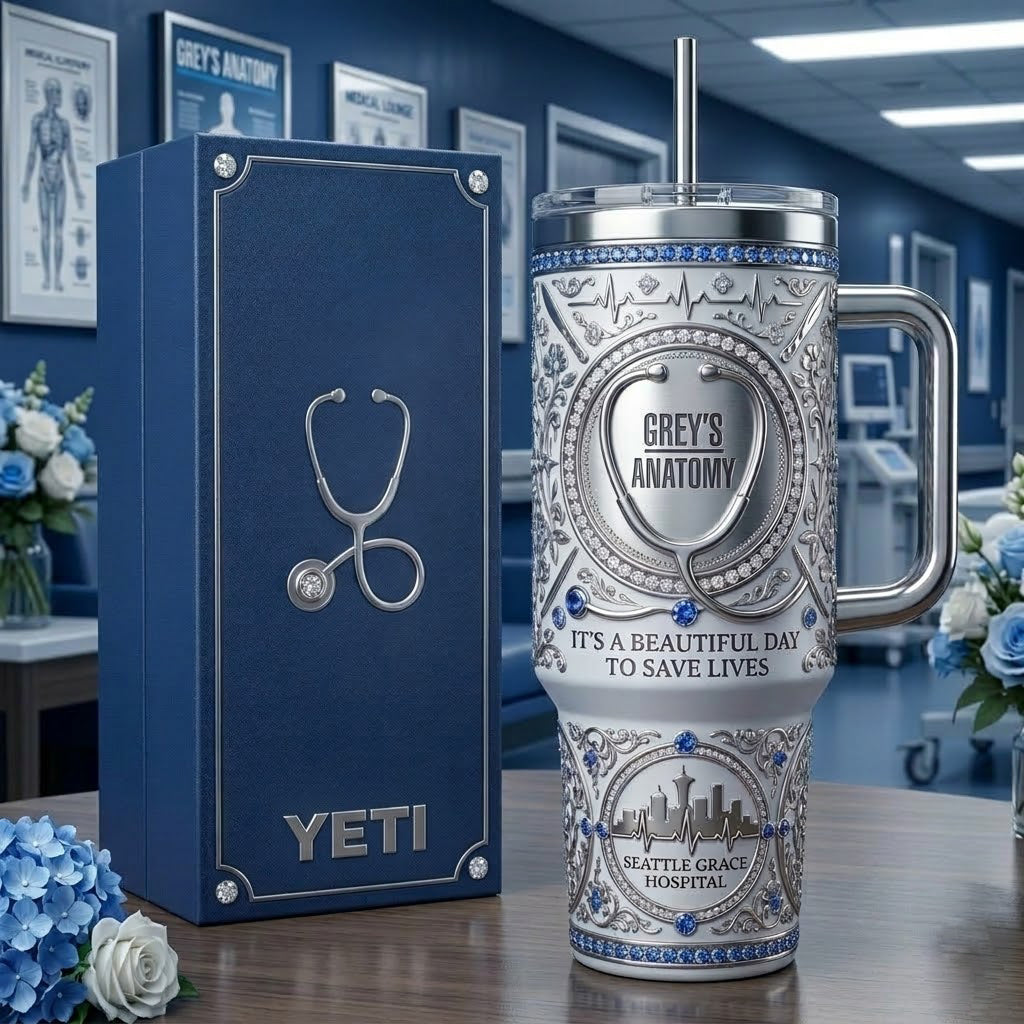 Grey's Anatomy 40 oz Tumbler with Handle and Lid